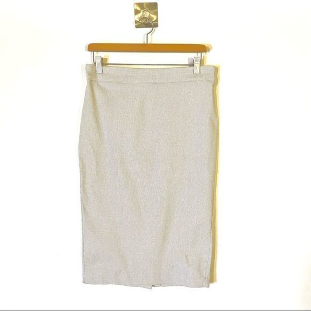 Lila Rose Pull-On Pencil Skirt Size 8 Stretch Black and White Pinstripe and Dots